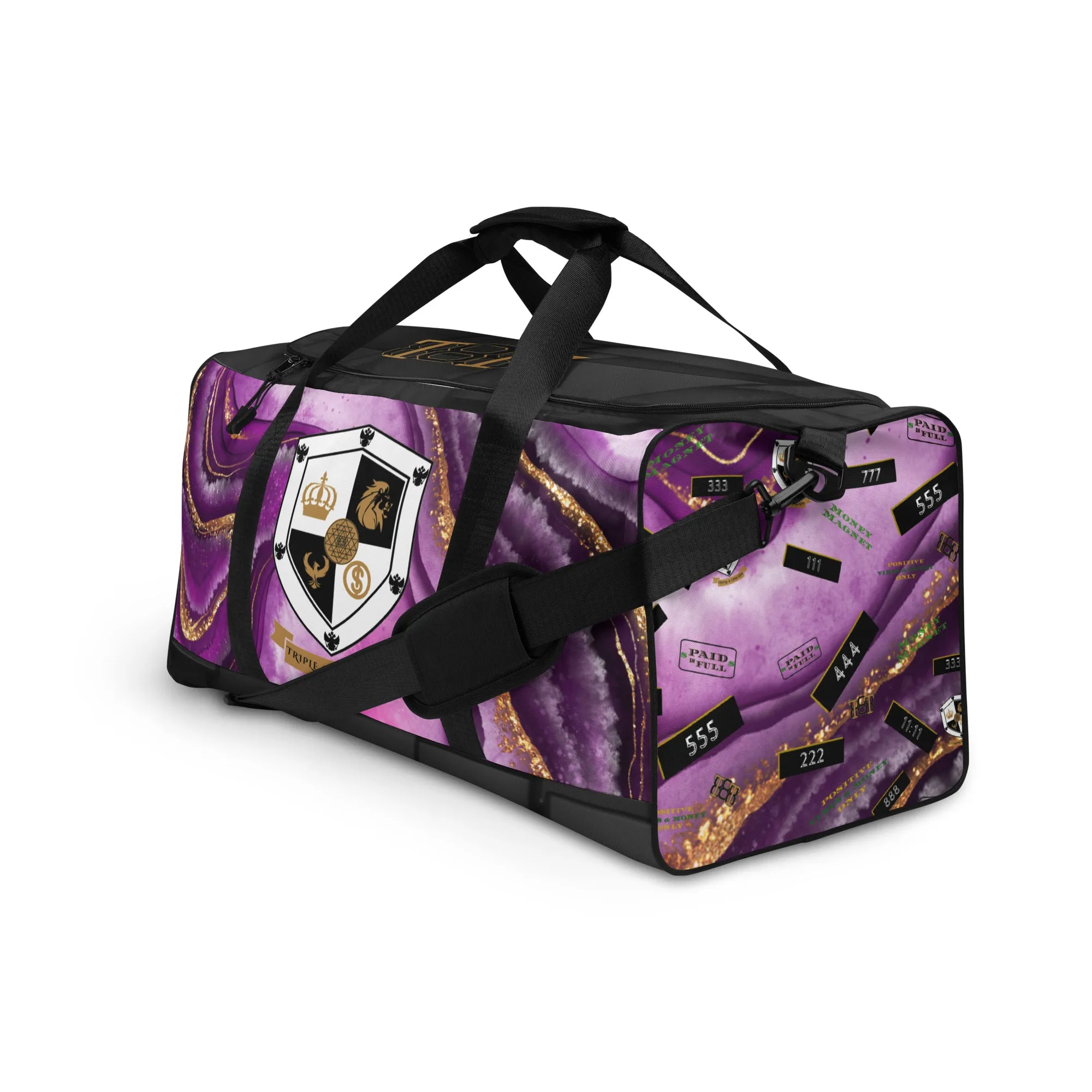 8xquiZit Collection T8T Royal Purple N Gold Marble Manifestation Duffle Bag