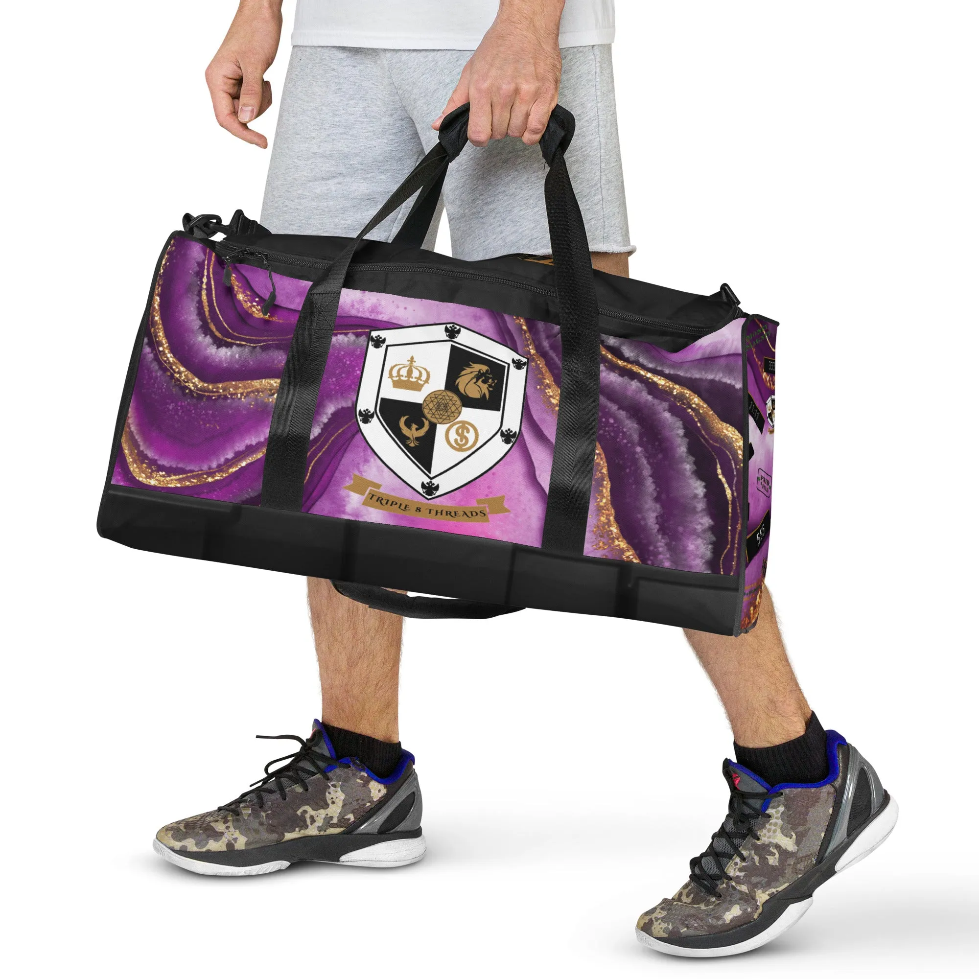 8xquiZit Collection T8T Royal Purple N Gold Marble Manifestation Duffle Bag