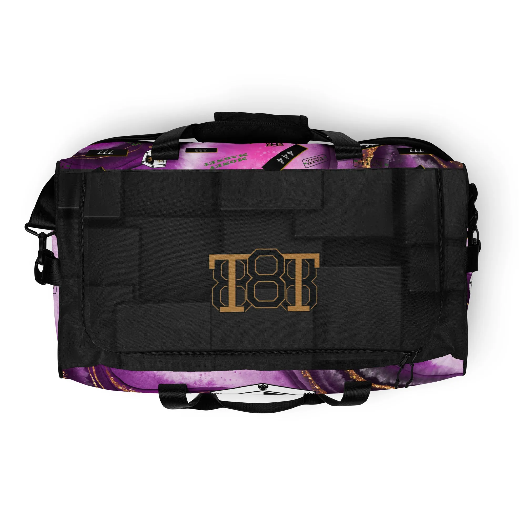 8xquiZit Collection T8T Royal Purple N Gold Marble Manifestation Duffle Bag