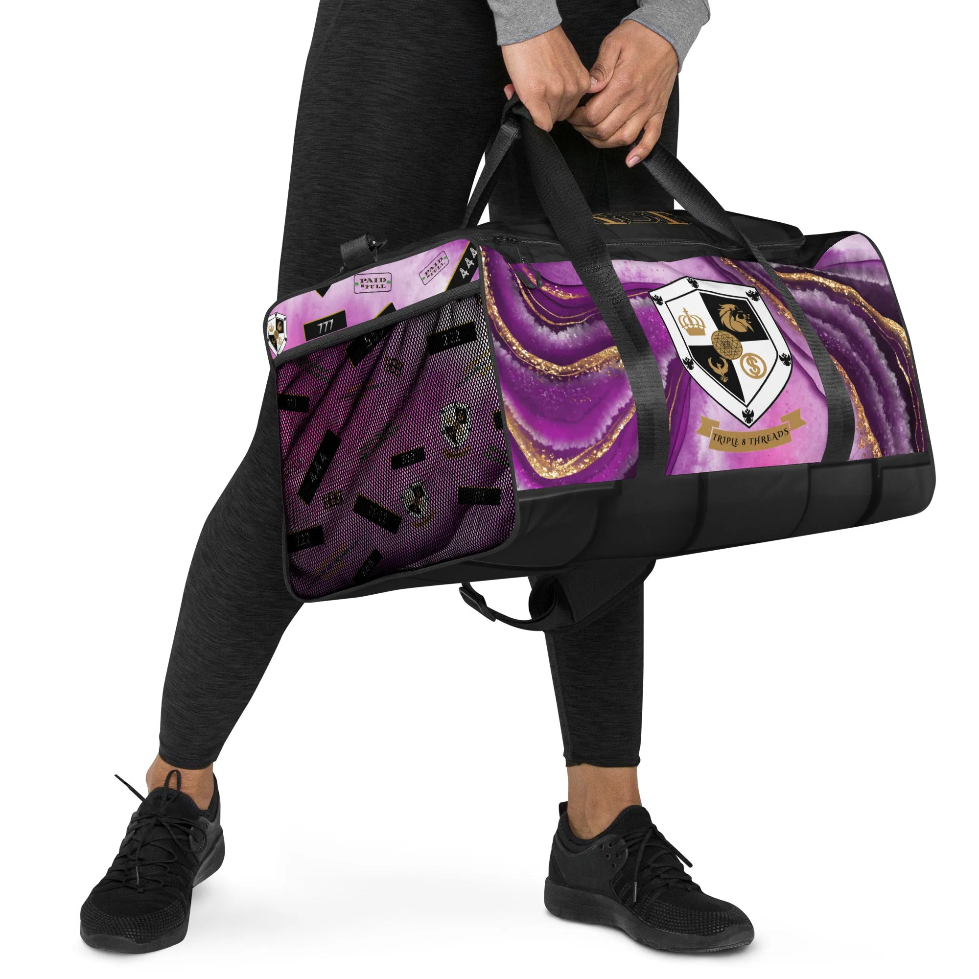 8xquiZit Collection T8T Royal Purple N Gold Marble Manifestation Duffle Bag