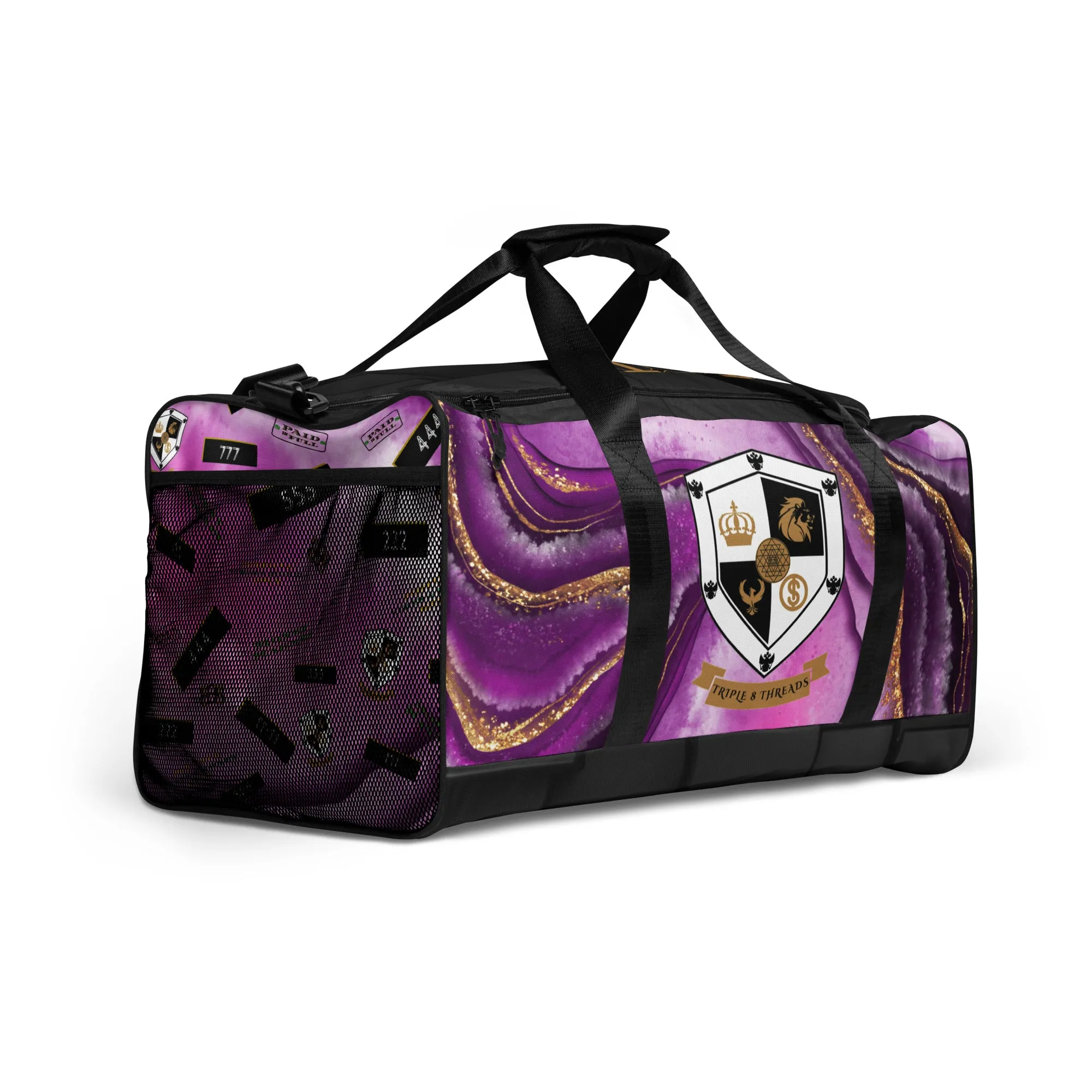 8xquiZit Collection T8T Royal Purple N Gold Marble Manifestation Duffle Bag