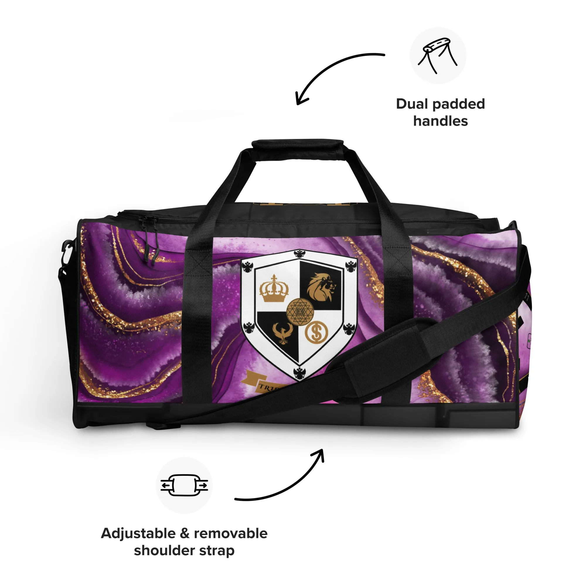 8xquiZit Collection T8T Royal Purple N Gold Marble Manifestation Duffle Bag