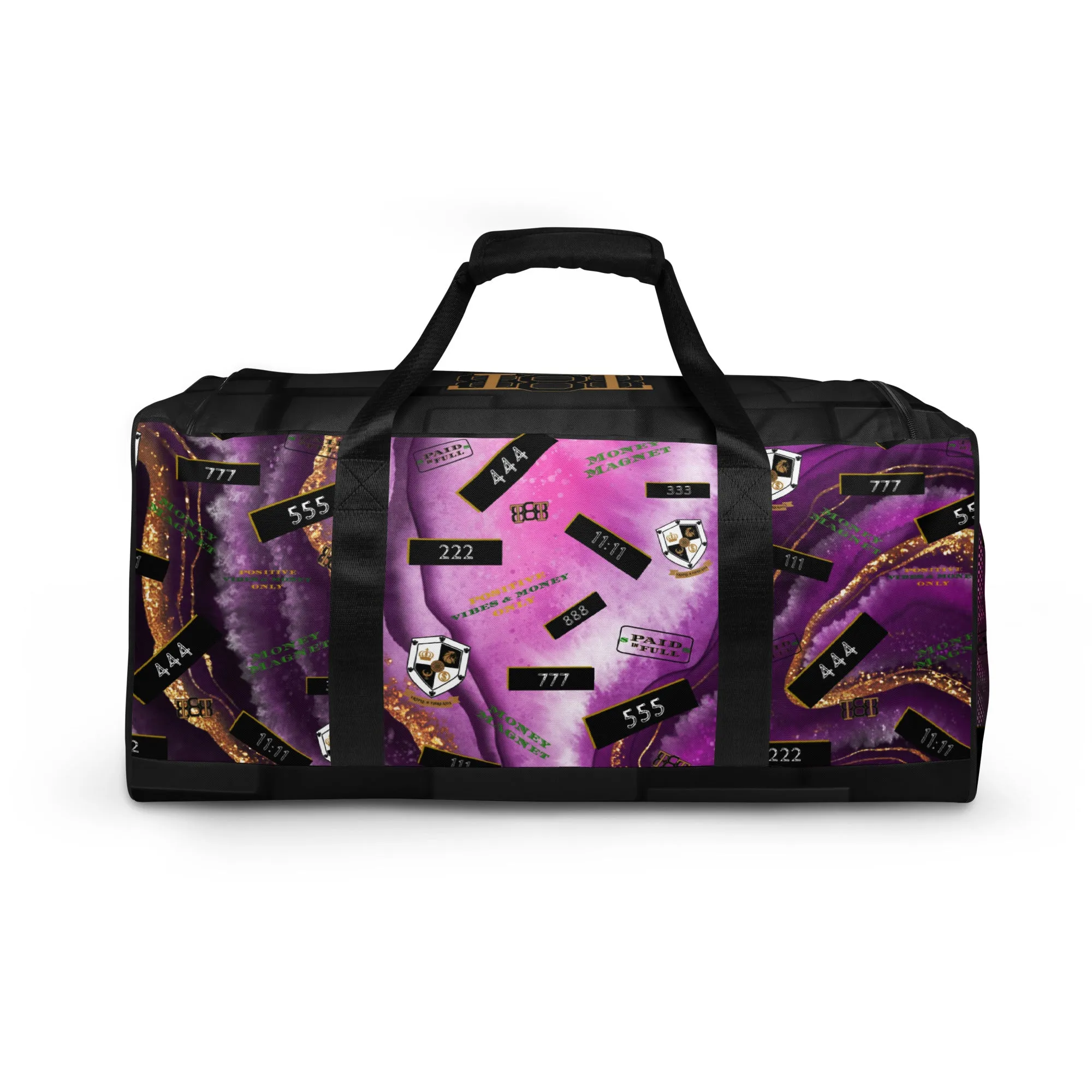 8xquiZit Collection T8T Royal Purple N Gold Marble Manifestation Duffle Bag
