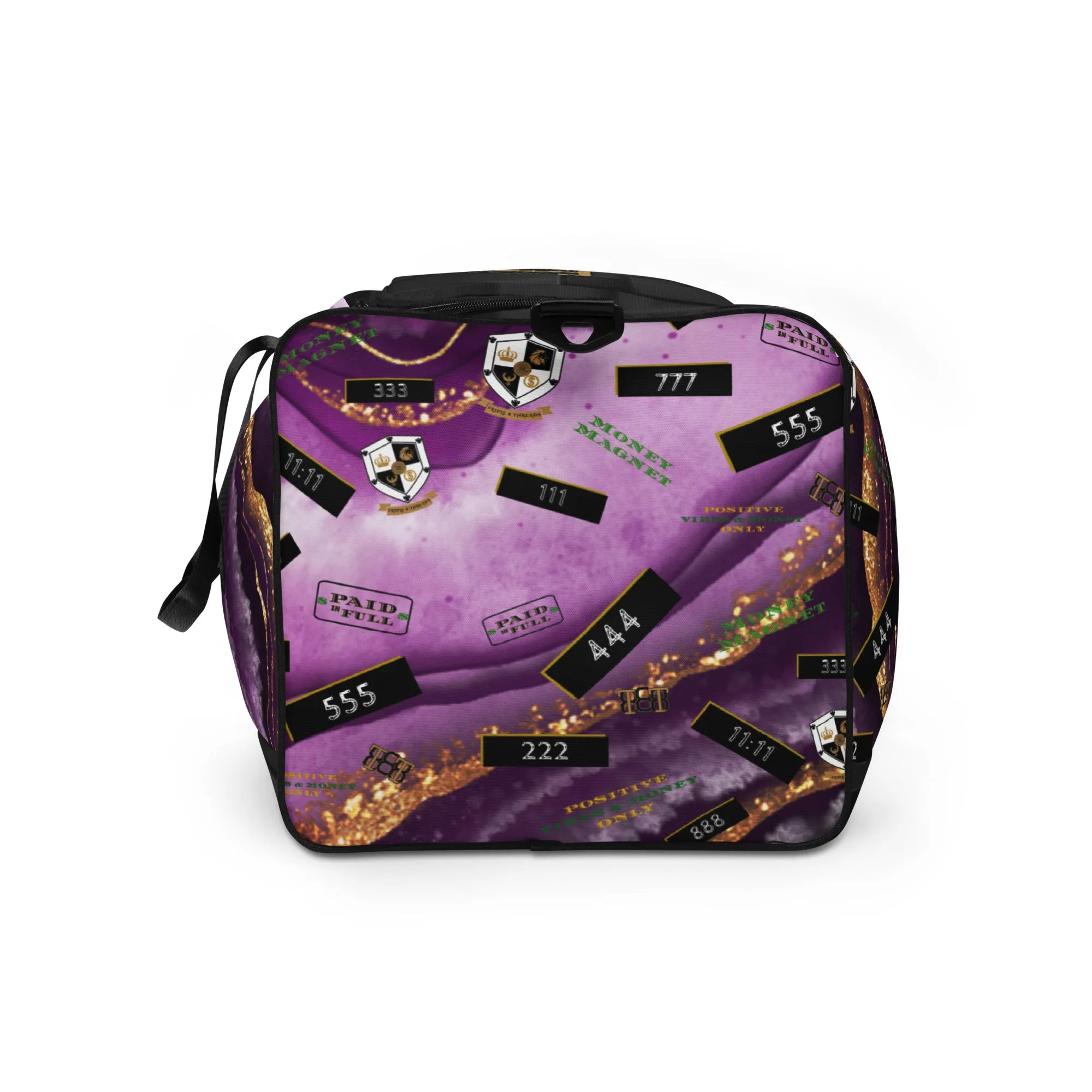 8xquiZit Collection T8T Royal Purple N Gold Marble Manifestation Duffle Bag