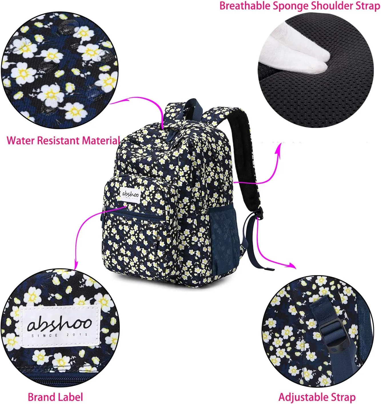 abshoo Classical Basic Travel Backpack For School Water Resistant Bookbag