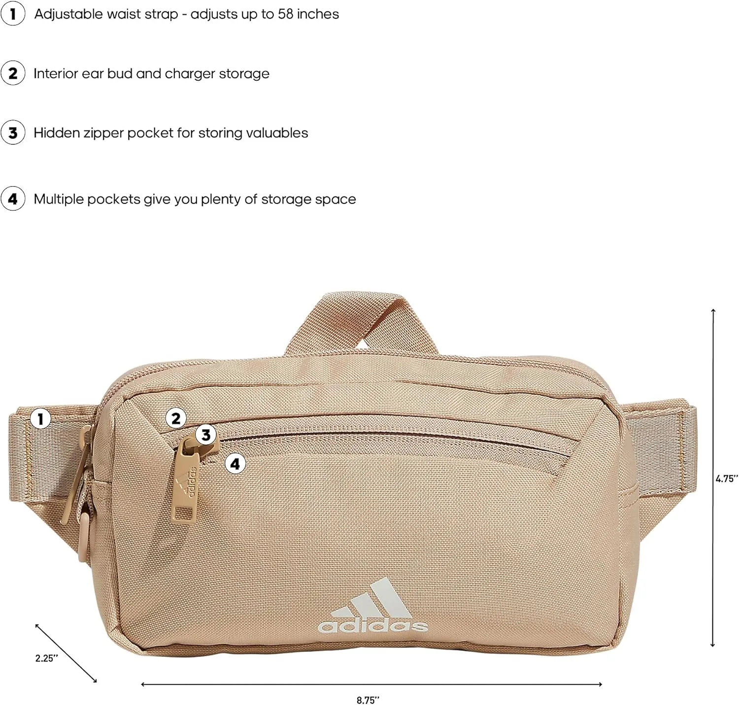 adidas Must Have 2.0 Belt Bag Crossbody Waist Pack with Adjustable Strap for Festivals and Travel
