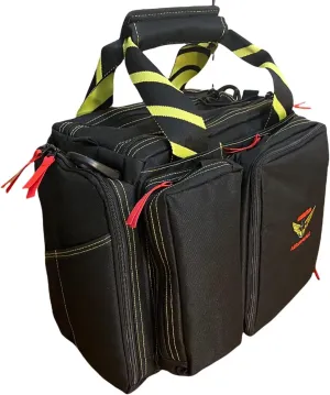 Aerovolution Pilot Flight Bag, Multiple Pouches, Waterproof Nylon, Shooting Bag, Integrated Glasses Case, Top Gun Bag Black/Yellow/Red, Black, Yellow and Red, Modern