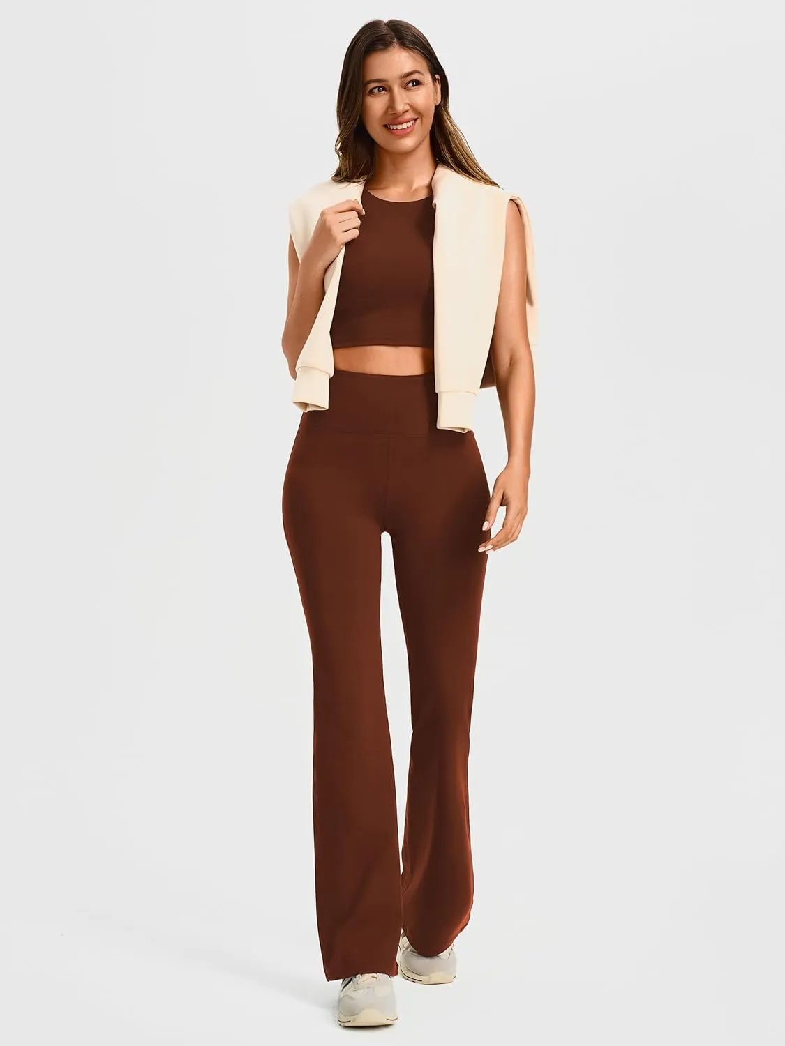 AFITNE Women's Yoga Pants Wide Leg Workout Leggings Flare Casual Lounge Pants with Pockets High Waist and Tummy Control