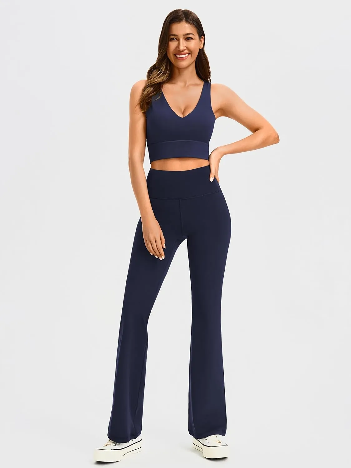 AFITNE Women's Yoga Pants Wide Leg Workout Leggings Flare Casual Lounge Pants with Pockets High Waist and Tummy Control