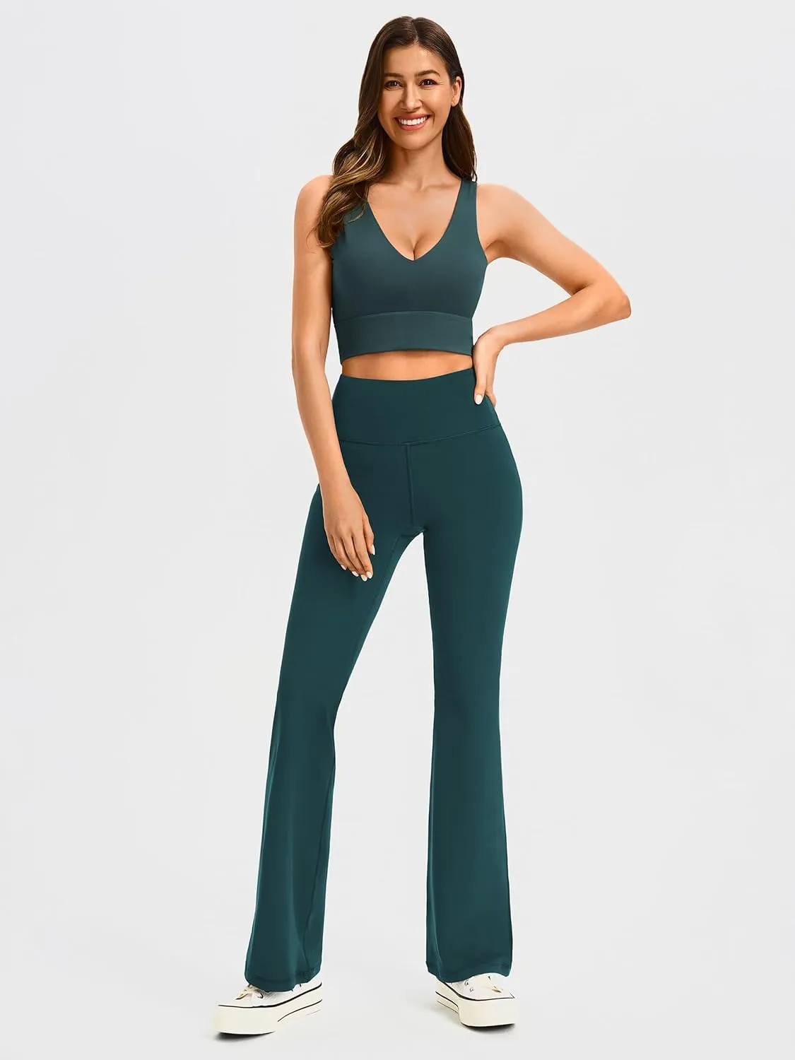 AFITNE Women's Yoga Pants Wide Leg Workout Leggings Flare Casual Lounge Pants with Pockets High Waist and Tummy Control