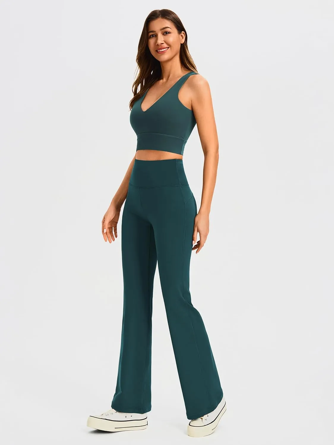 AFITNE Women's Yoga Pants Wide Leg Workout Leggings Flare Casual Lounge Pants with Pockets High Waist and Tummy Control