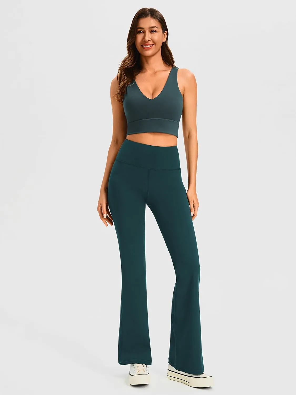 AFITNE Women's Yoga Pants Wide Leg Workout Leggings Flare Casual Lounge Pants with Pockets High Waist and Tummy Control