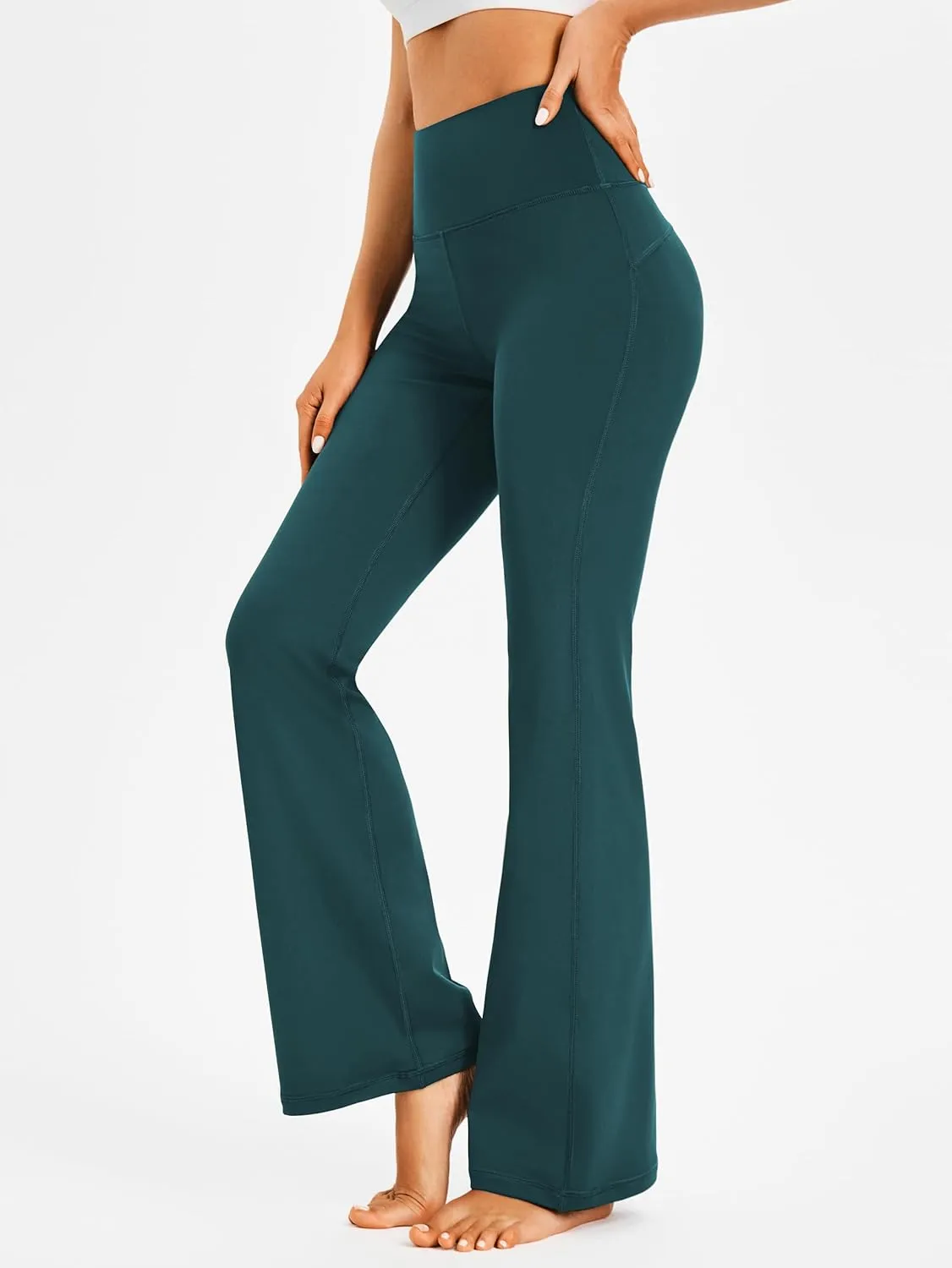 AFITNE Women's Yoga Pants Wide Leg Workout Leggings Flare Casual Lounge Pants with Pockets High Waist and Tummy Control