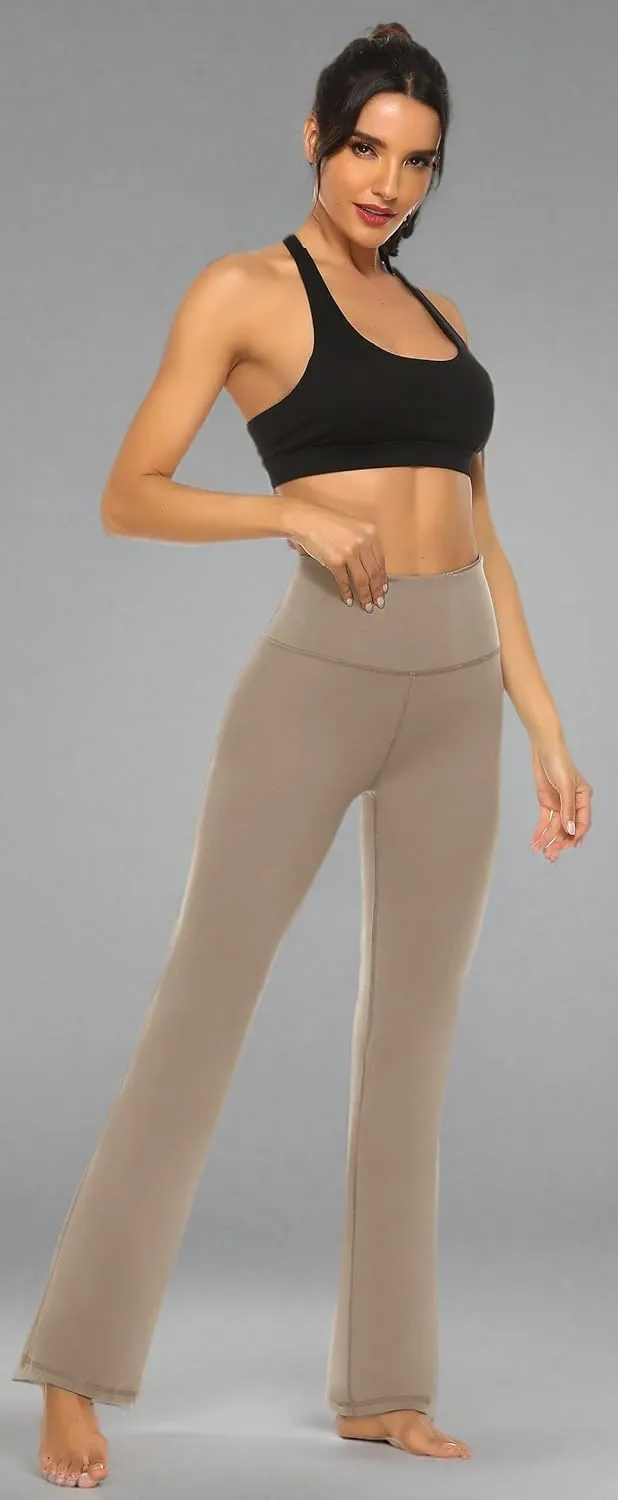 AFITNE Women's Yoga Pants Wide Leg Workout Leggings Flare Casual Lounge Pants with Pockets High Waist and Tummy Control