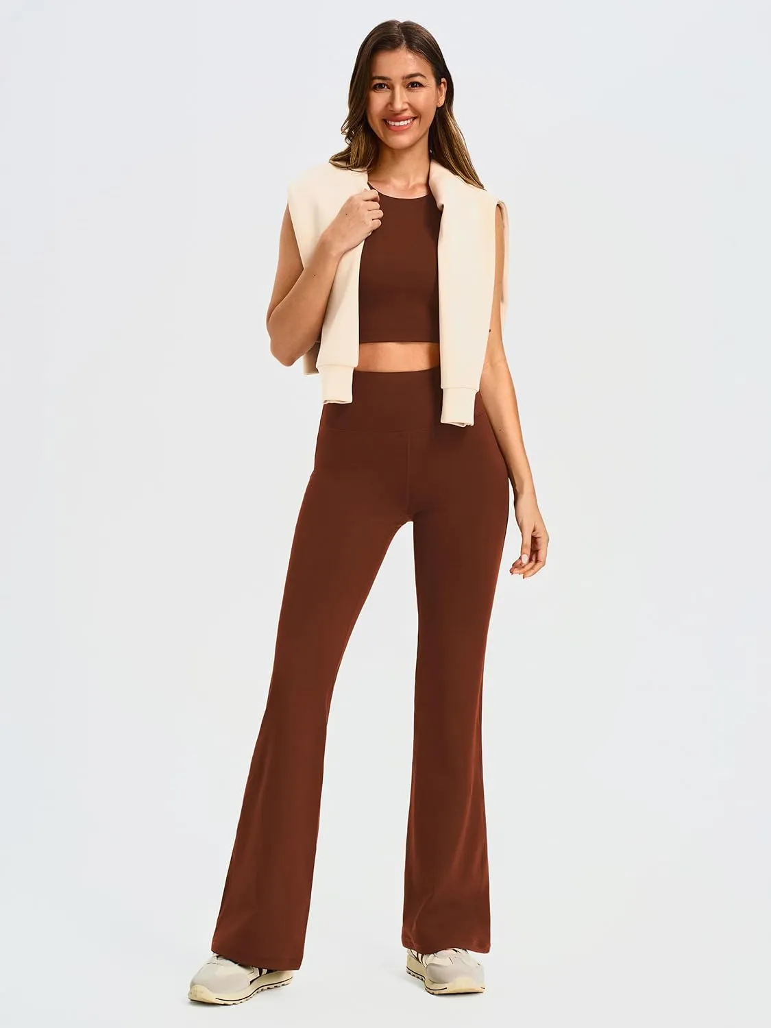 AFITNE Women's Yoga Pants Wide Leg Workout Leggings Flare Casual Lounge Pants with Pockets High Waist and Tummy Control