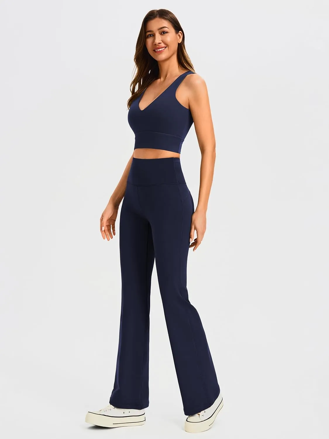 AFITNE Women's Yoga Pants Wide Leg Workout Leggings Flare Casual Lounge Pants with Pockets High Waist and Tummy Control