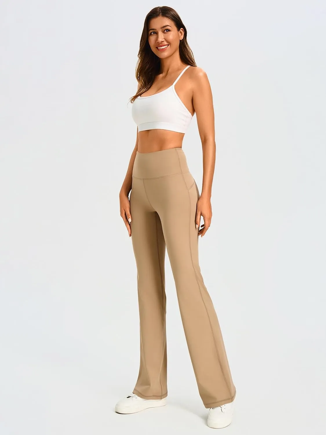 AFITNE Women's Yoga Pants Wide Leg Workout Leggings Flare Casual Lounge Pants with Pockets High Waist and Tummy Control