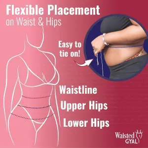 African Waist Beads - Adjustable, Plus Size up to 50' - Tie on Waist Beads for Women - Belly Body Chain