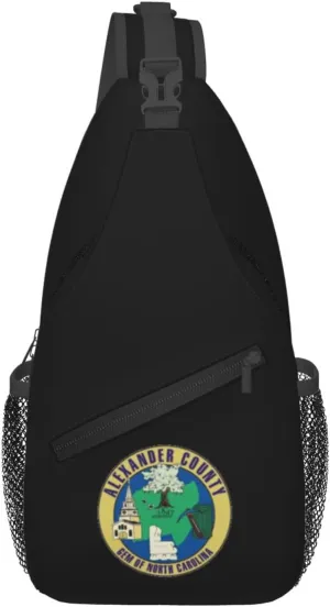 Alexander County Seal North Carolina Crossbody Bags For Women Men Chest Backpack Gym Shoulder Bag Travel Outdoor Sports Casual Crossbody Bags
