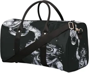 Alien Astronauts Travel Duffel Bag, Foldable Sport Gym Tote Bag, Waterproof Weekender Overnight Bag with Shoulder Strap, Carry On Luggage Handbag for Men and Women