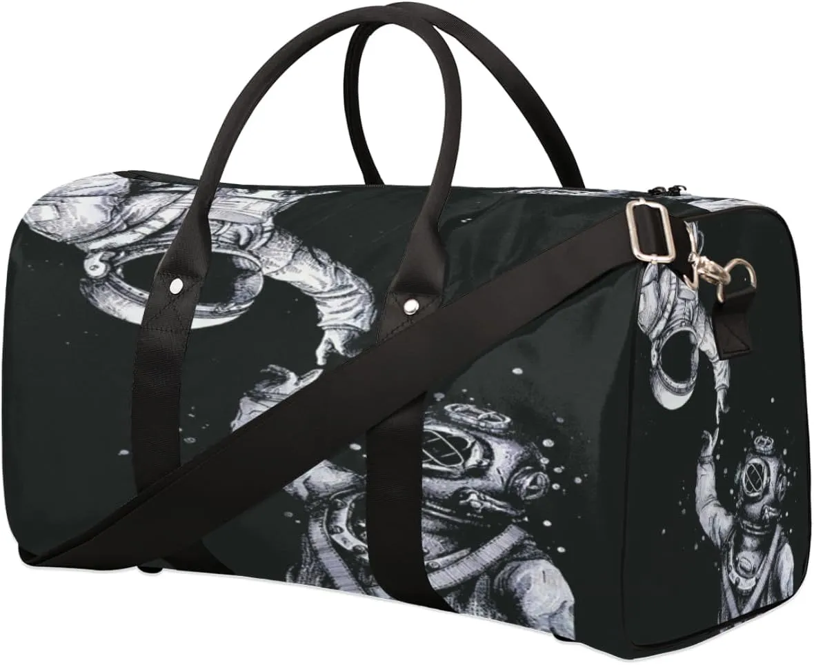 Alien Astronauts Travel Duffel Bag, Foldable Sport Gym Tote Bag, Waterproof Weekender Overnight Bag with Shoulder Strap, Carry On Luggage Handbag for Men and Women