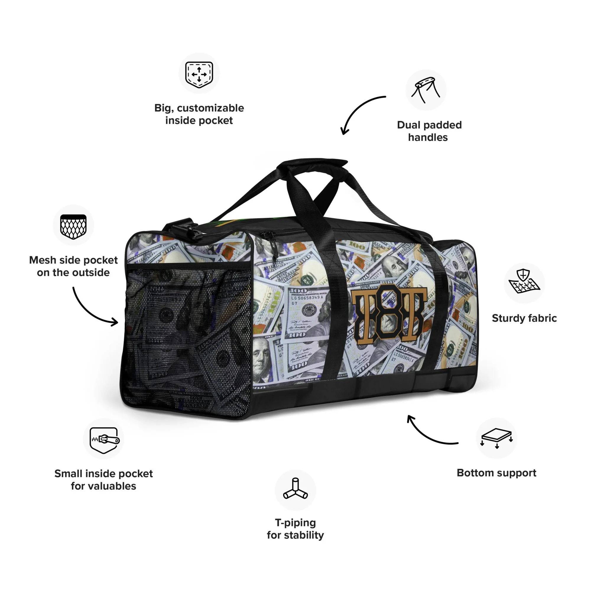 All About the Money Duffle Bag (Black)