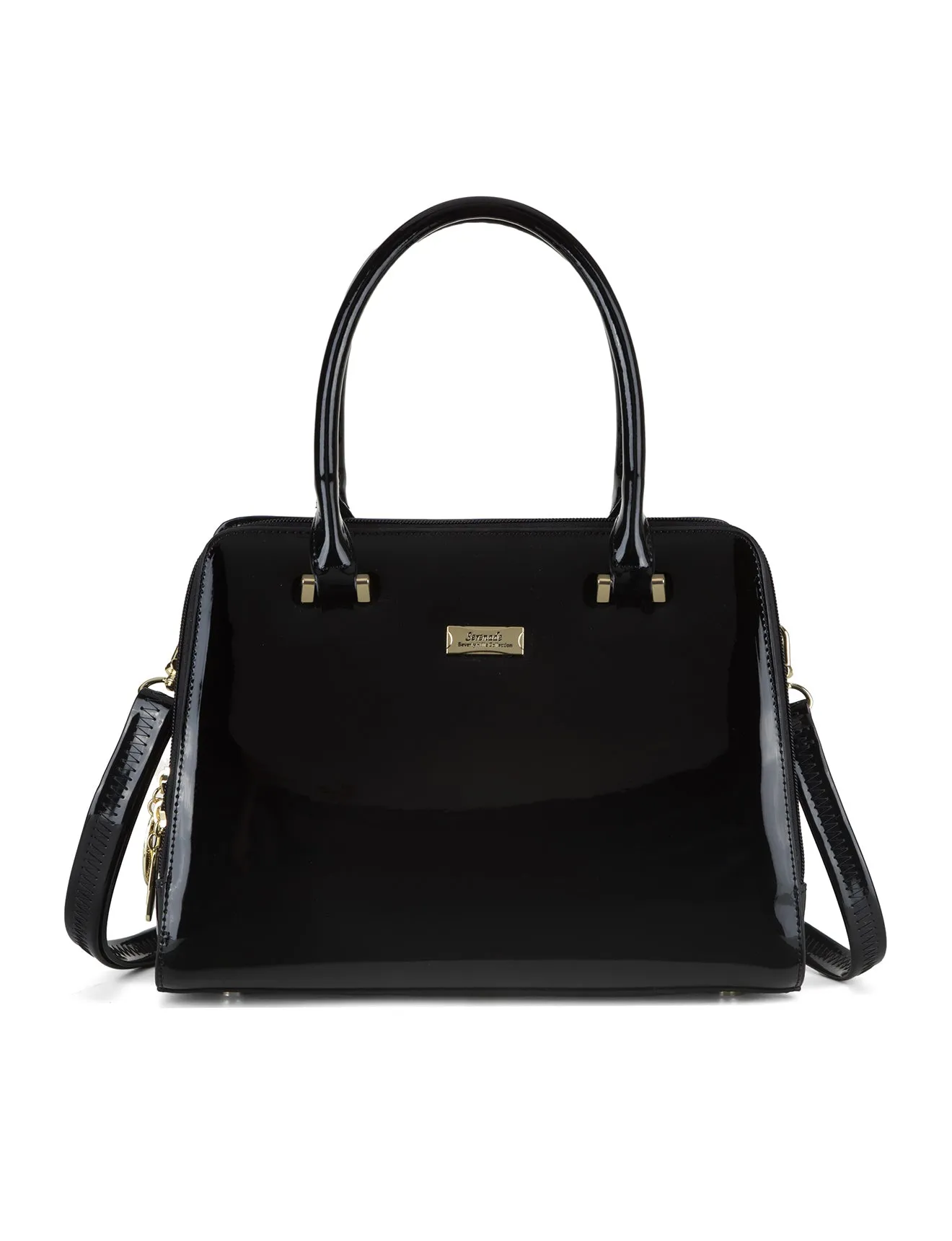 ALLURA GRIP HANDLE LEATHER BAG-SV1-0343-BLK-SALE