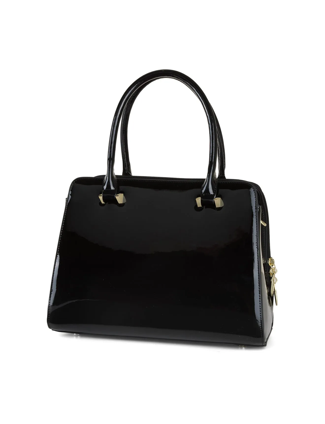 ALLURA GRIP HANDLE LEATHER BAG-SV1-0343-BLK-SALE