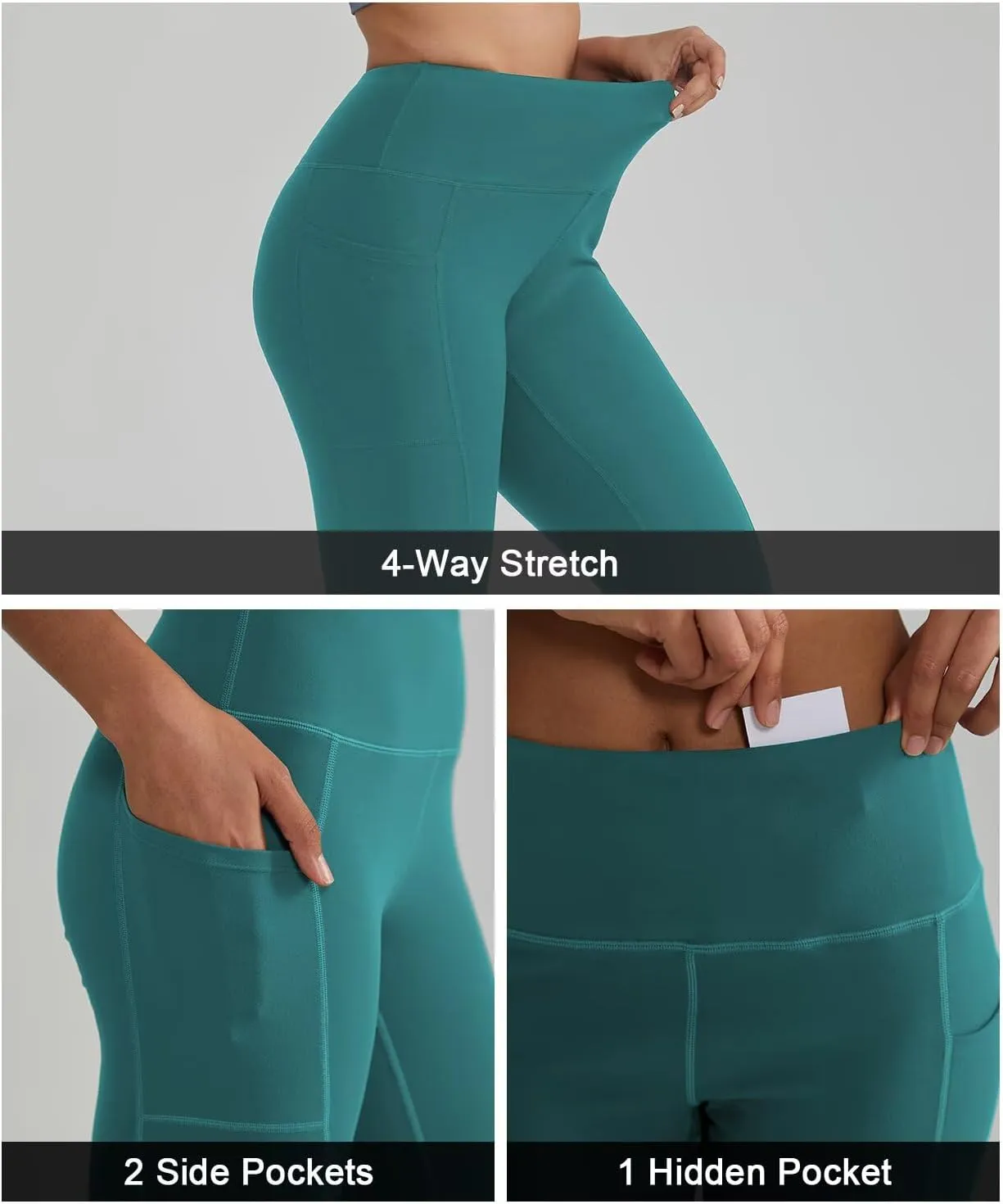 ALONG FIT High Waisted Leggings for Women with 3 Pockets, Tummy Control Yoga Pants for Workout Yoga Casual
