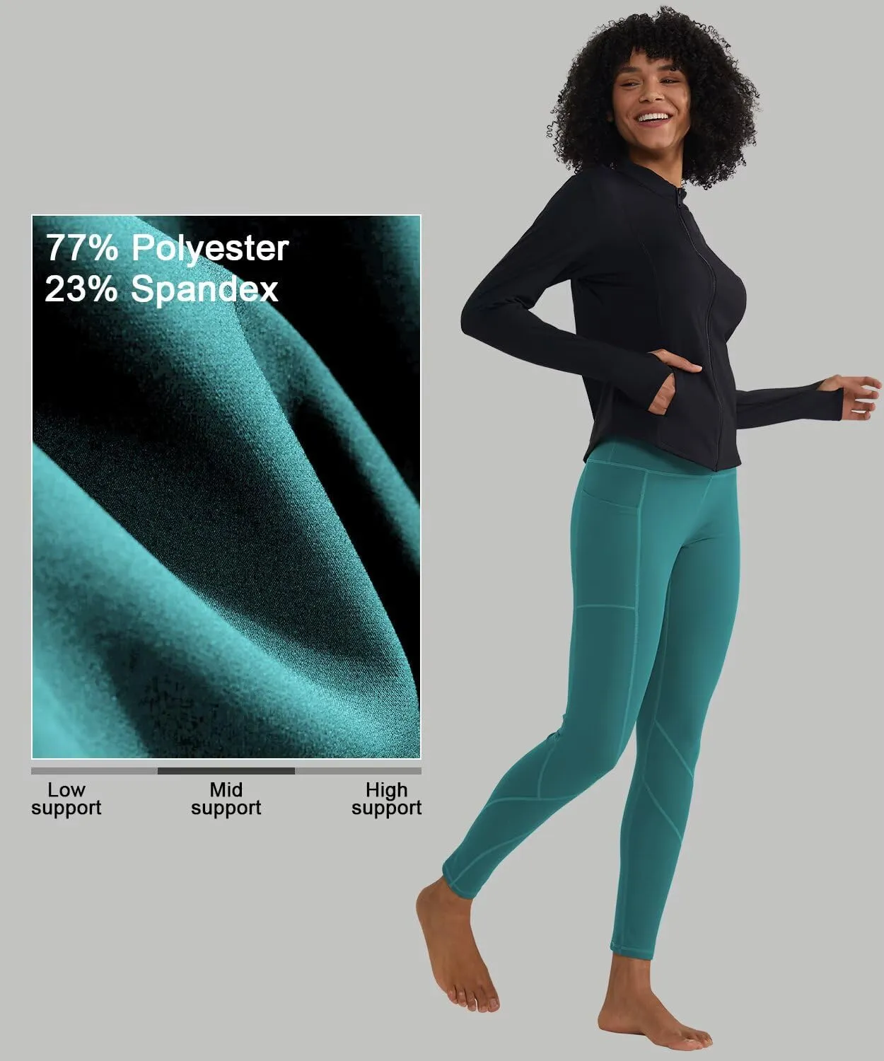 ALONG FIT High Waisted Leggings for Women with 3 Pockets, Tummy Control Yoga Pants for Workout Yoga Casual