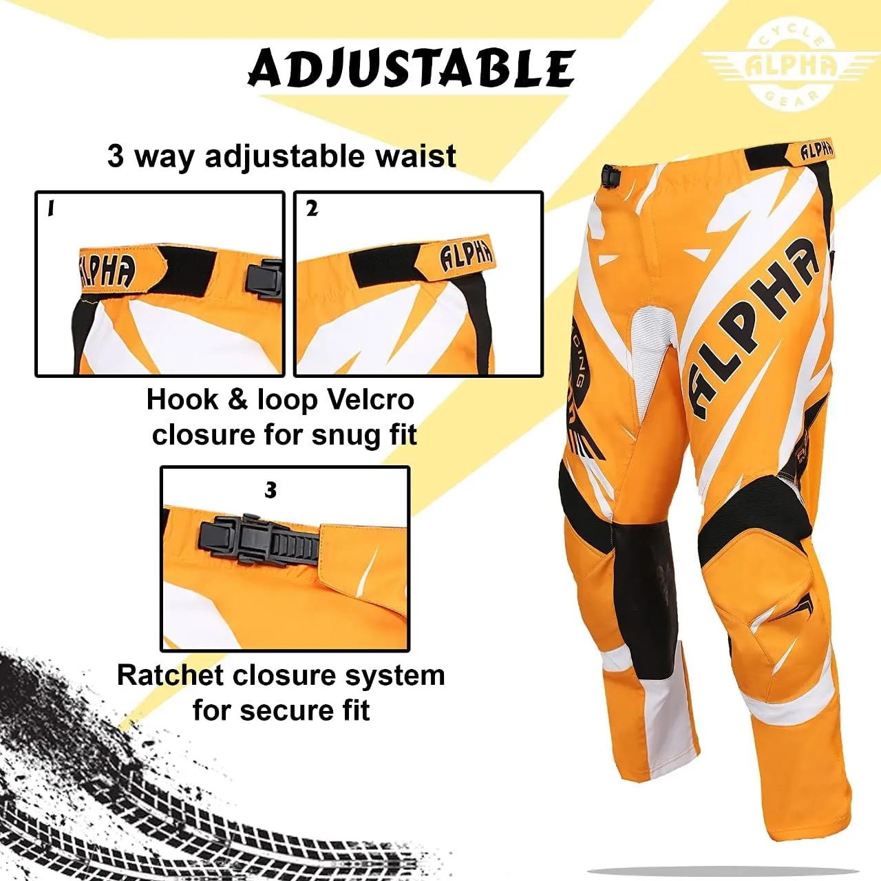 ALPHA CYCLE GEAR Racing Pants (Orange, Waist 36)