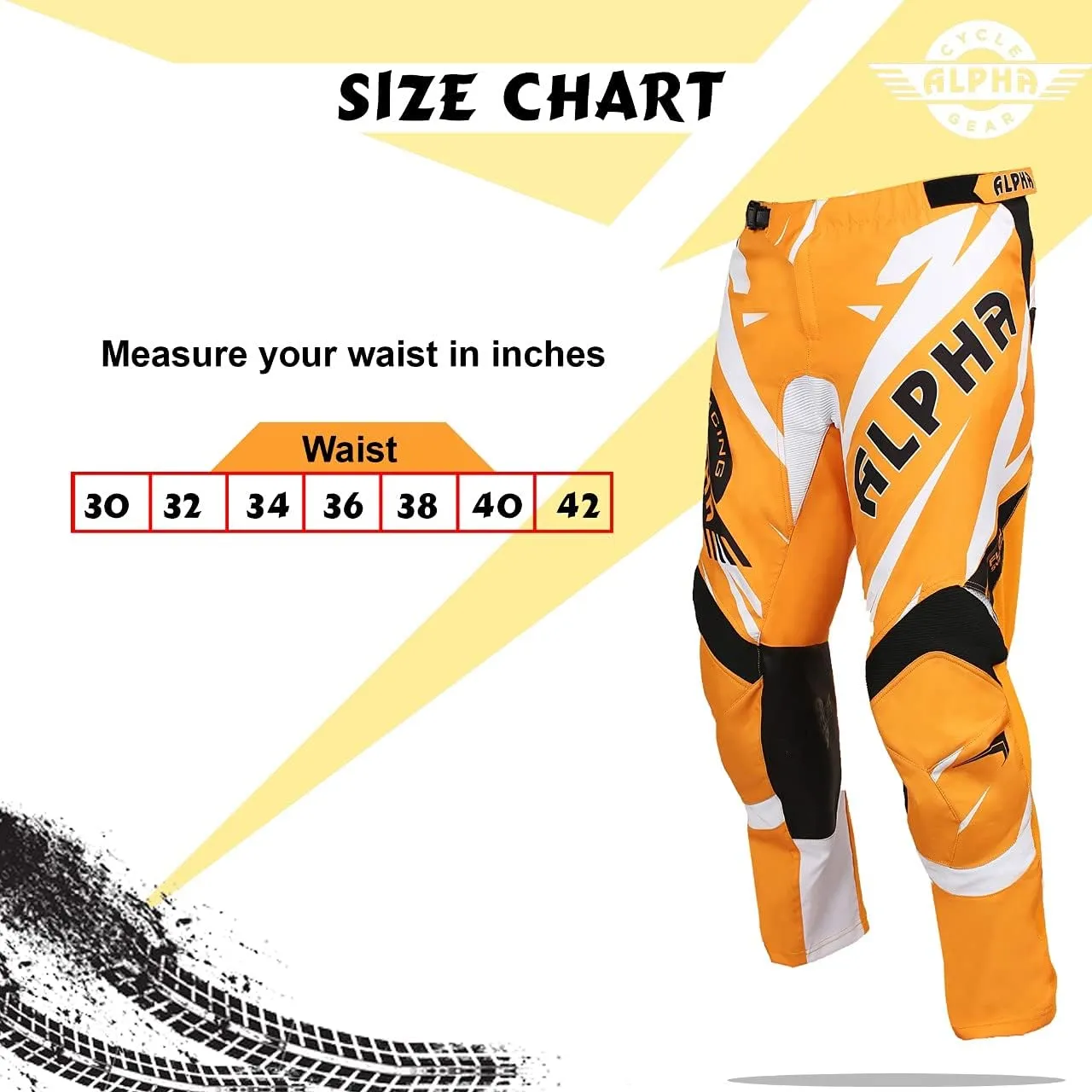 ALPHA CYCLE GEAR Racing Pants (Orange, Waist 36)