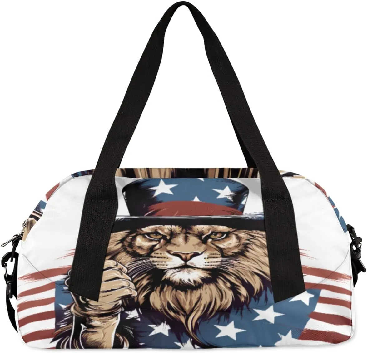 American Fist Lion Patriot Personalized Kids Duffel Bag Custom Gym Sports Duffle Bag Teen Travel Gymnastic Weekender Overnighter Bag Carry on Toe Bag for Boys & Girls