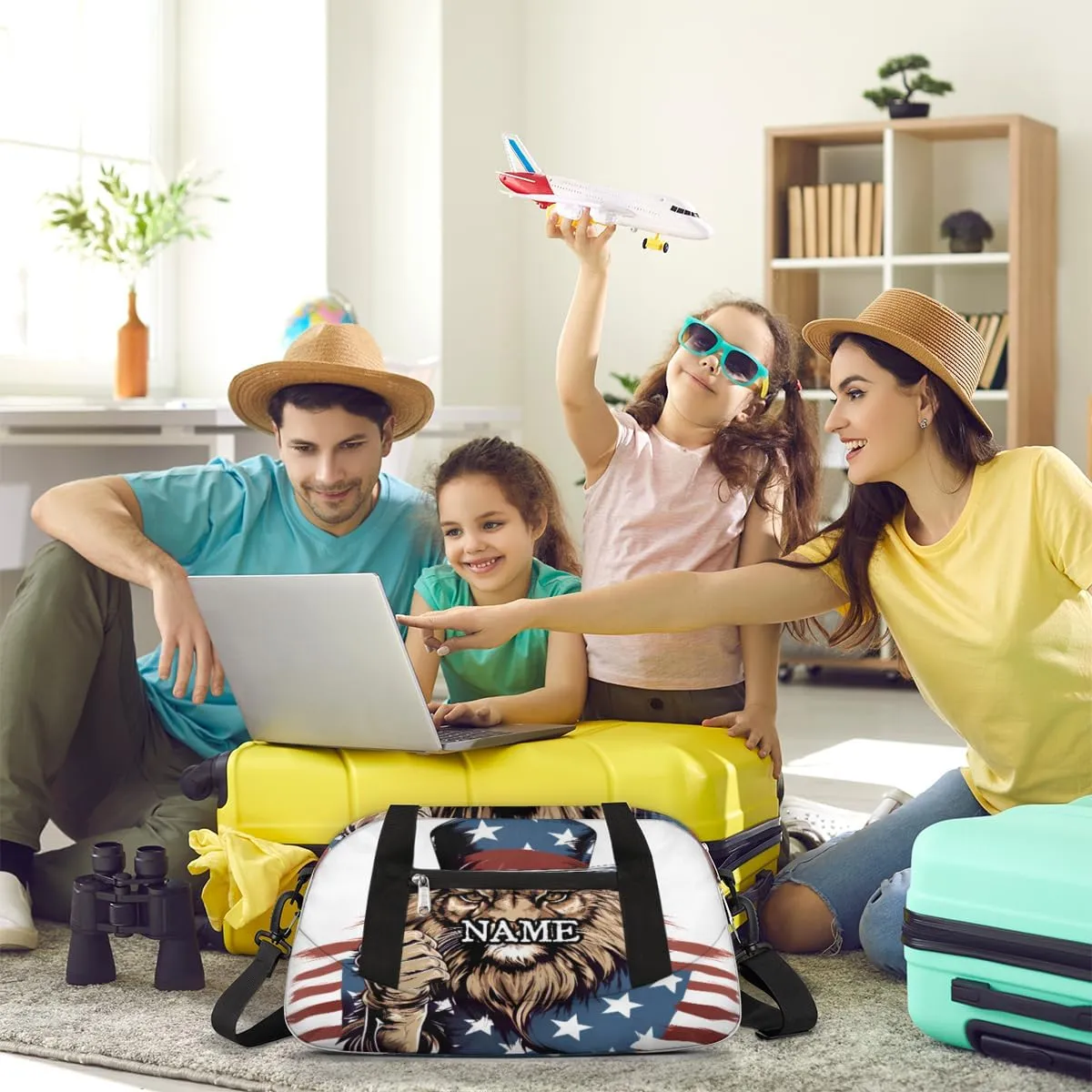 American Fist Lion Patriot Personalized Kids Duffel Bag Custom Gym Sports Duffle Bag Teen Travel Gymnastic Weekender Overnighter Bag Carry on Toe Bag for Boys & Girls