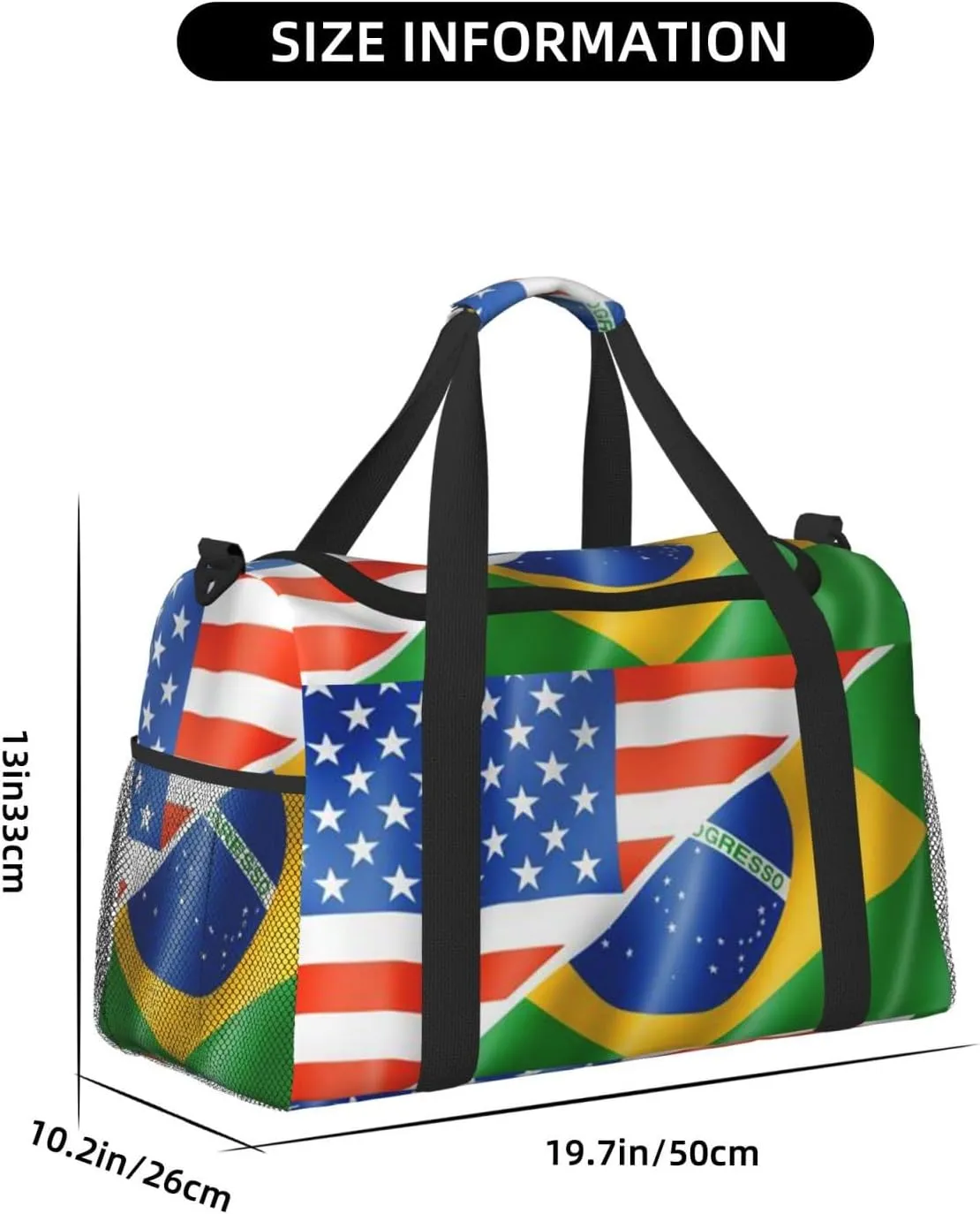 American Flag Brazil Flag Travel Duffel Bag Large Foldable Waterproof Overnight Bag For Beach Swim Bags Pool Sports Gym