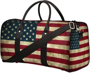 American Flag Travel Duffle Bag for Men Women USA Stripe Flag Overnight Weekender Bag Foldable Travel Duffel Bag Large Sports Gym Bag Waterproof Luggage Tote Bag Tear Resistant