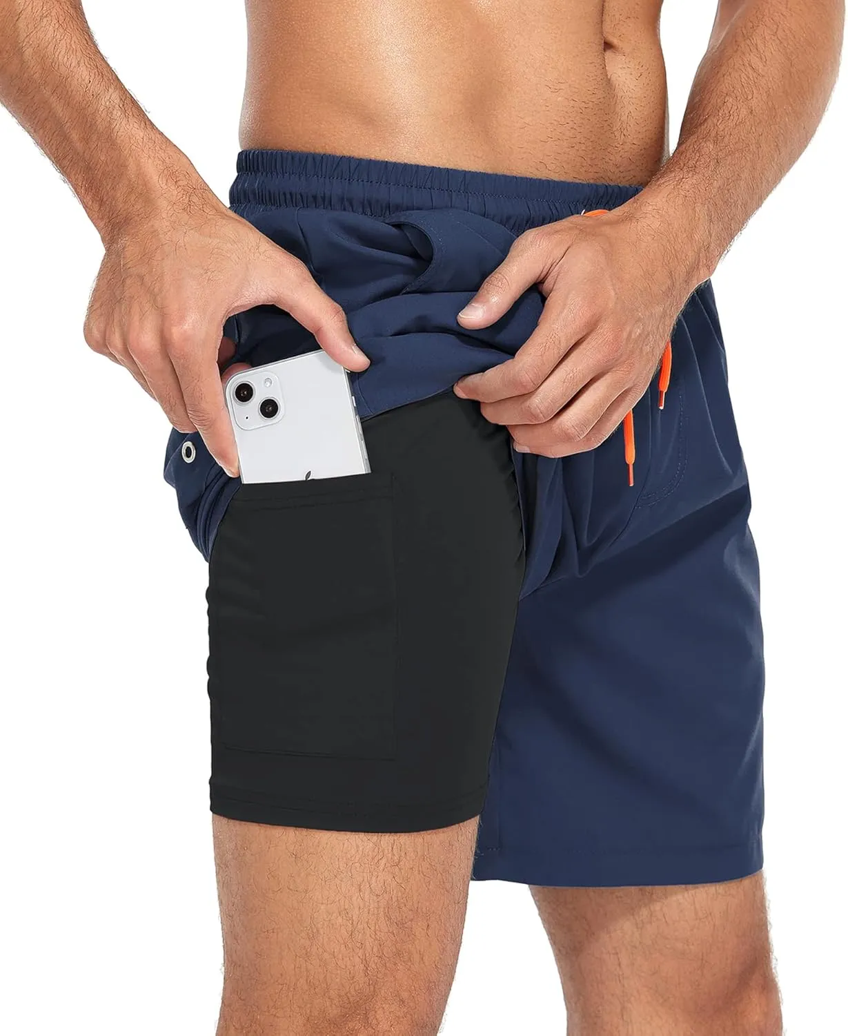 American Trends Mens Swim Trunks with Compression Liner Board Shorts for Men Quick Dry Swimsuits Bathing Suit Swimwear M-XXL