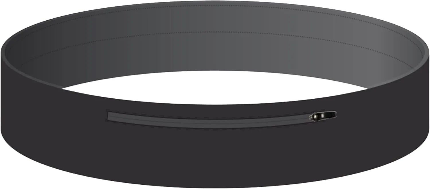 Amphipod MicroStretch Infinity Luxe Belt, Versatile, Adjustable Minimalist Running Waist Belt Storage for Running & Hiking - Black - Size 1 (26" – 35″)