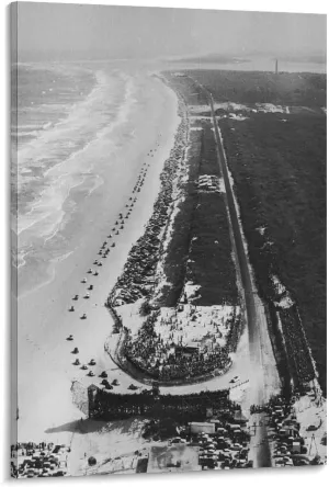 An Aerial View of The Old Beach Race Course at Daytona Beach Canvas Wall Art Posters For Room Aesthetic And Decor Poster For Bedroom Living Room Bathroom Kitchen Office Decor 12x18inch(30x45cm) Frame-