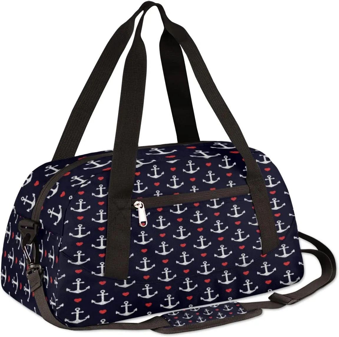 Anchors Hearts Nautical Theme Kids Duffel Bag for Girls Boys Teens, Oil Painting Dance Bag Overnight Small Duffel Bag Carry On Weekend Sports Gym Travel Bag for School Practice Gymnastics Ballet