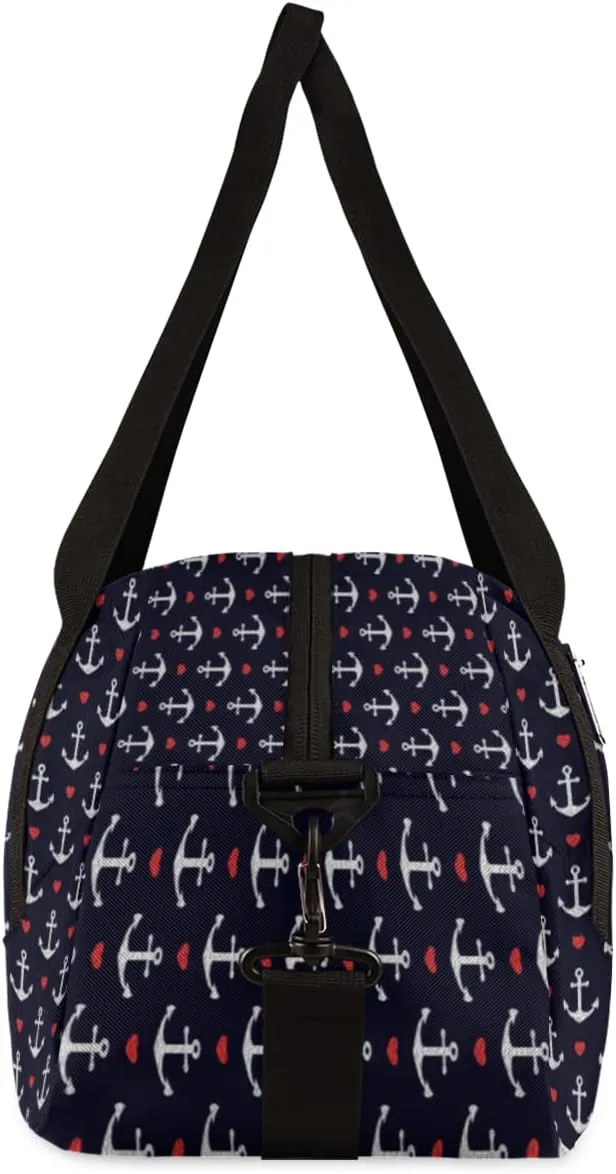 Anchors Hearts Nautical Theme Kids Duffel Bag for Girls Boys Teens, Oil Painting Dance Bag Overnight Small Duffel Bag Carry On Weekend Sports Gym Travel Bag for School Practice Gymnastics Ballet