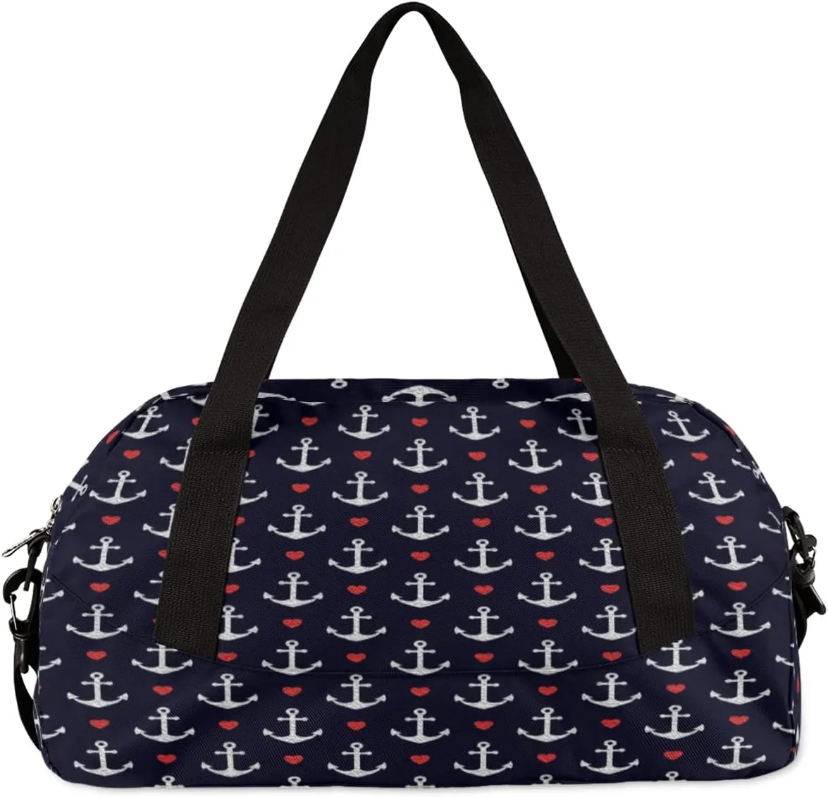 Anchors Hearts Nautical Theme Kids Duffel Bag for Girls Boys Teens, Oil Painting Dance Bag Overnight Small Duffel Bag Carry On Weekend Sports Gym Travel Bag for School Practice Gymnastics Ballet