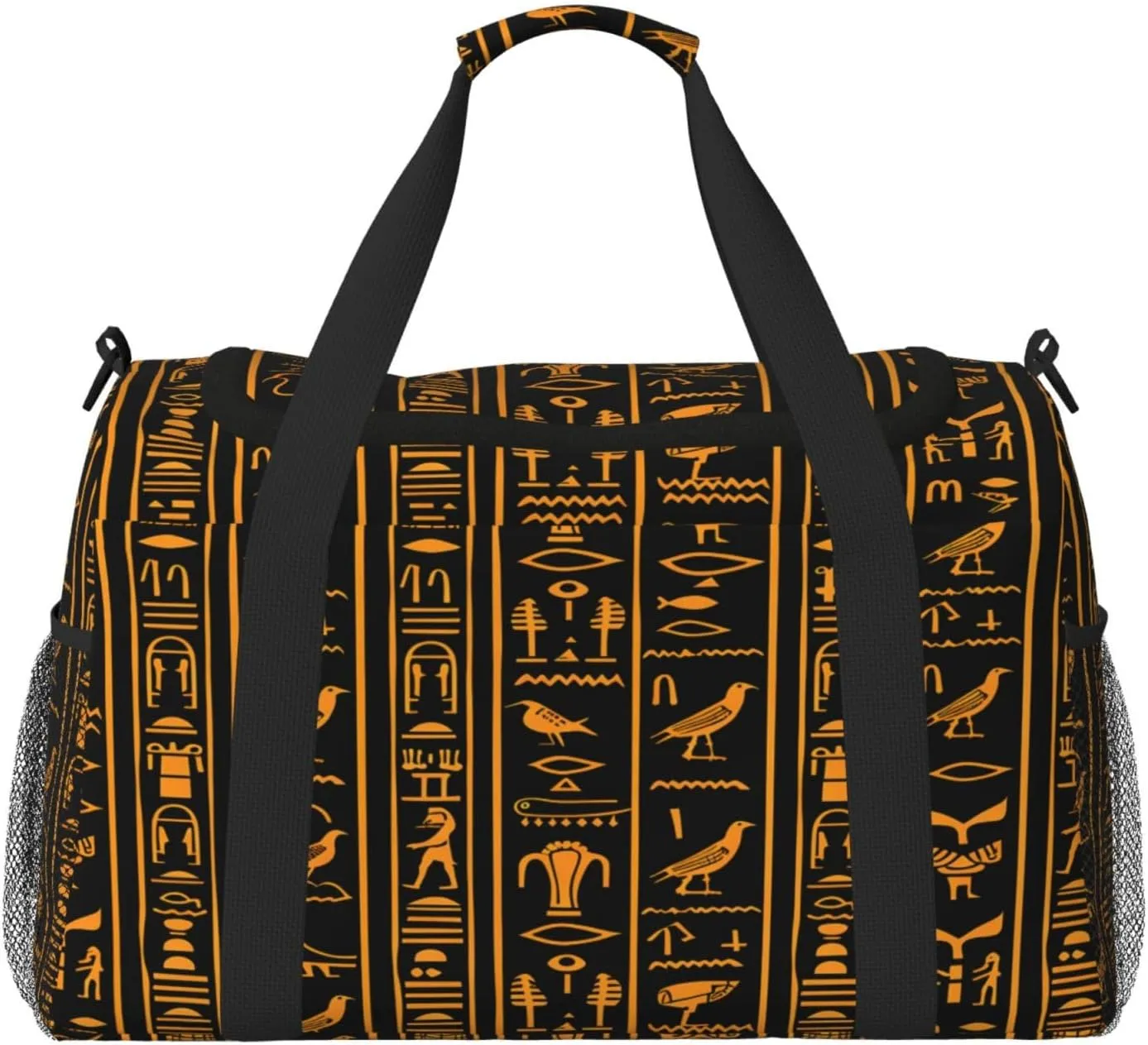 Ancient Egyptian Hieroglyphs Pattern Duffle Bag Travel Duffel Bags for Men Women Waterproof Gym Overnight Weekender Bag Carry on Tote Bag