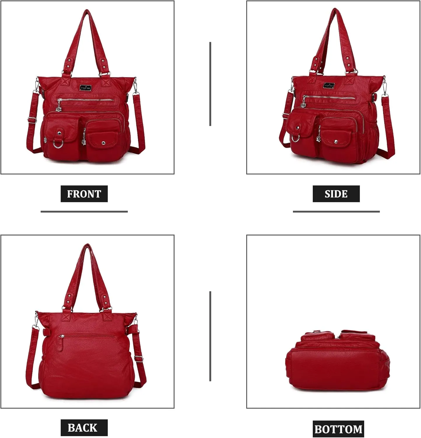 Angelkiss Purses Handbags for Women PU Tote Satchel Bags for Women Pockets Shoulder Bags…