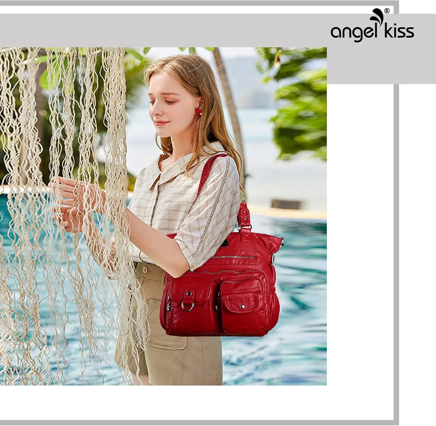 Angelkiss Purses Handbags for Women PU Tote Satchel Bags for Women Pockets Shoulder Bags…