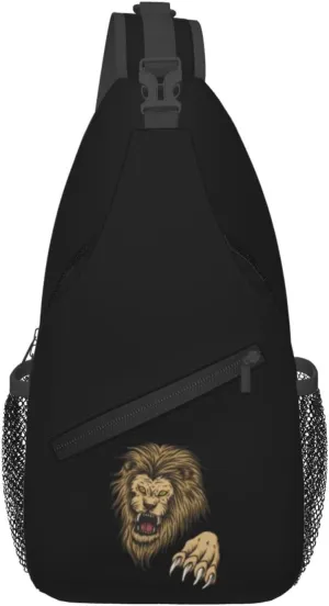 Angry Lion Crossbody Bags For Women Men Chest Backpack Gym Shoulder Bag Travel Outdoor Sports Casual Crossbody Bags
