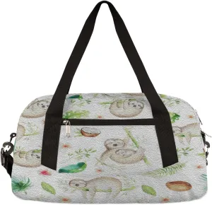 Animal Sloth Coconut Leaves Kids Duffel Bag for Girls Boys Teens, Oil Painting Dance Bag Overnight Small Duffel Bag Carry On Weekend Sports Gym Travel Bag for School Practice Gymnastics Ballet