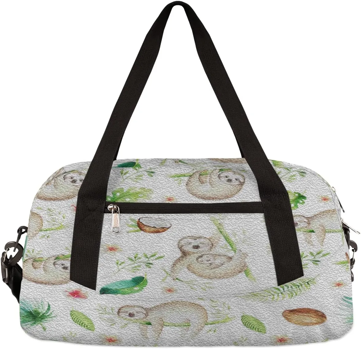 Animal Sloth Coconut Leaves Kids Duffel Bag for Girls Boys Teens, Oil Painting Dance Bag Overnight Small Duffel Bag Carry On Weekend Sports Gym Travel Bag for School Practice Gymnastics Ballet