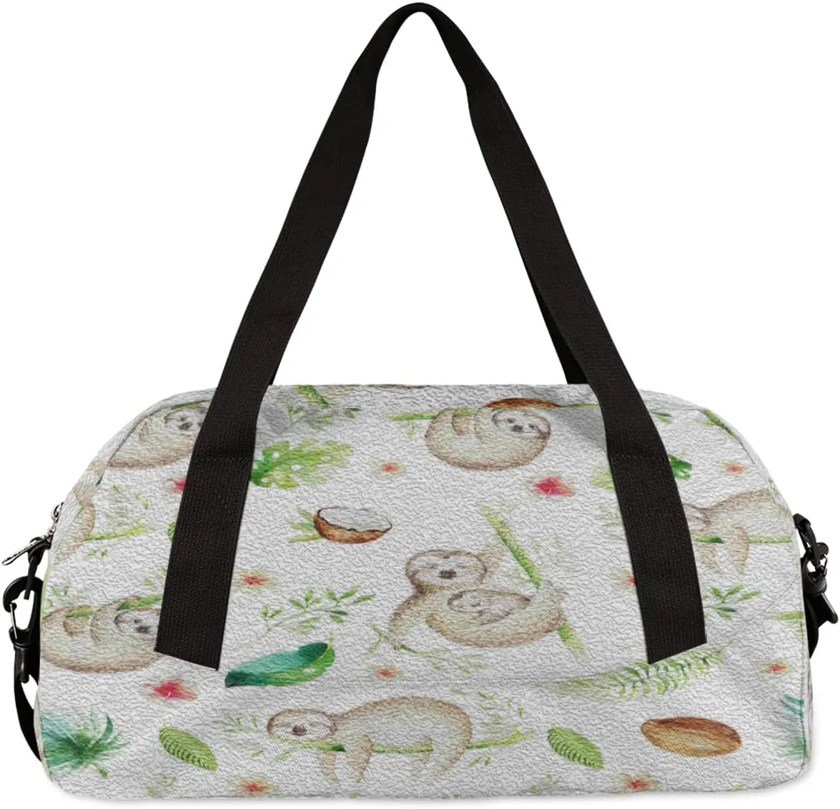 Animal Sloth Coconut Leaves Kids Duffel Bag for Girls Boys Teens, Oil Painting Dance Bag Overnight Small Duffel Bag Carry On Weekend Sports Gym Travel Bag for School Practice Gymnastics Ballet