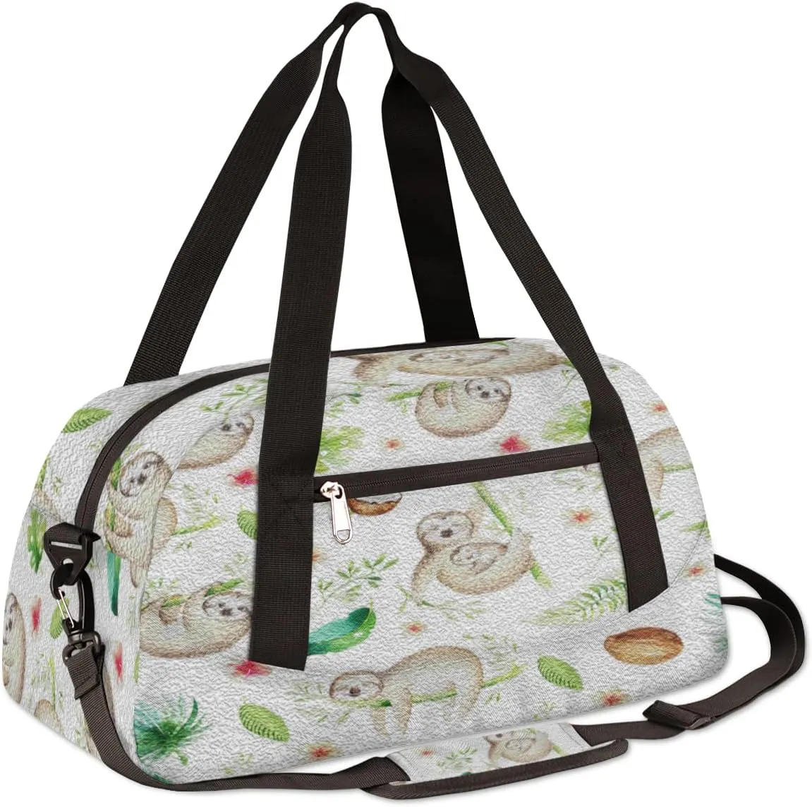 Animal Sloth Coconut Leaves Kids Duffel Bag for Girls Boys Teens, Oil Painting Dance Bag Overnight Small Duffel Bag Carry On Weekend Sports Gym Travel Bag for School Practice Gymnastics Ballet